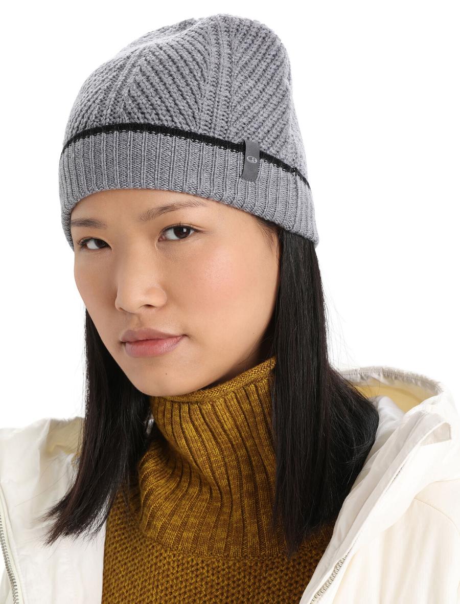 Chapeaux Icebreaker Unisex Merino Waypoint Beanie Femme Grise Noir | FR 1476CTVE